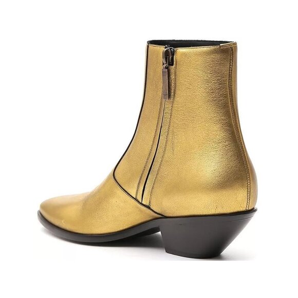 SAINT LAURENT West 45 Metallic Western Ankle Boot - Picture 5 of 16